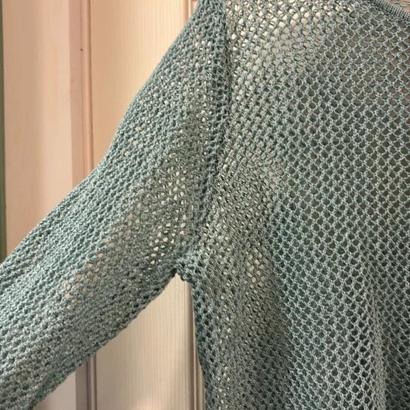 Eileen Fisher Blue Open-Knit Sweater - Picture 7 of 16